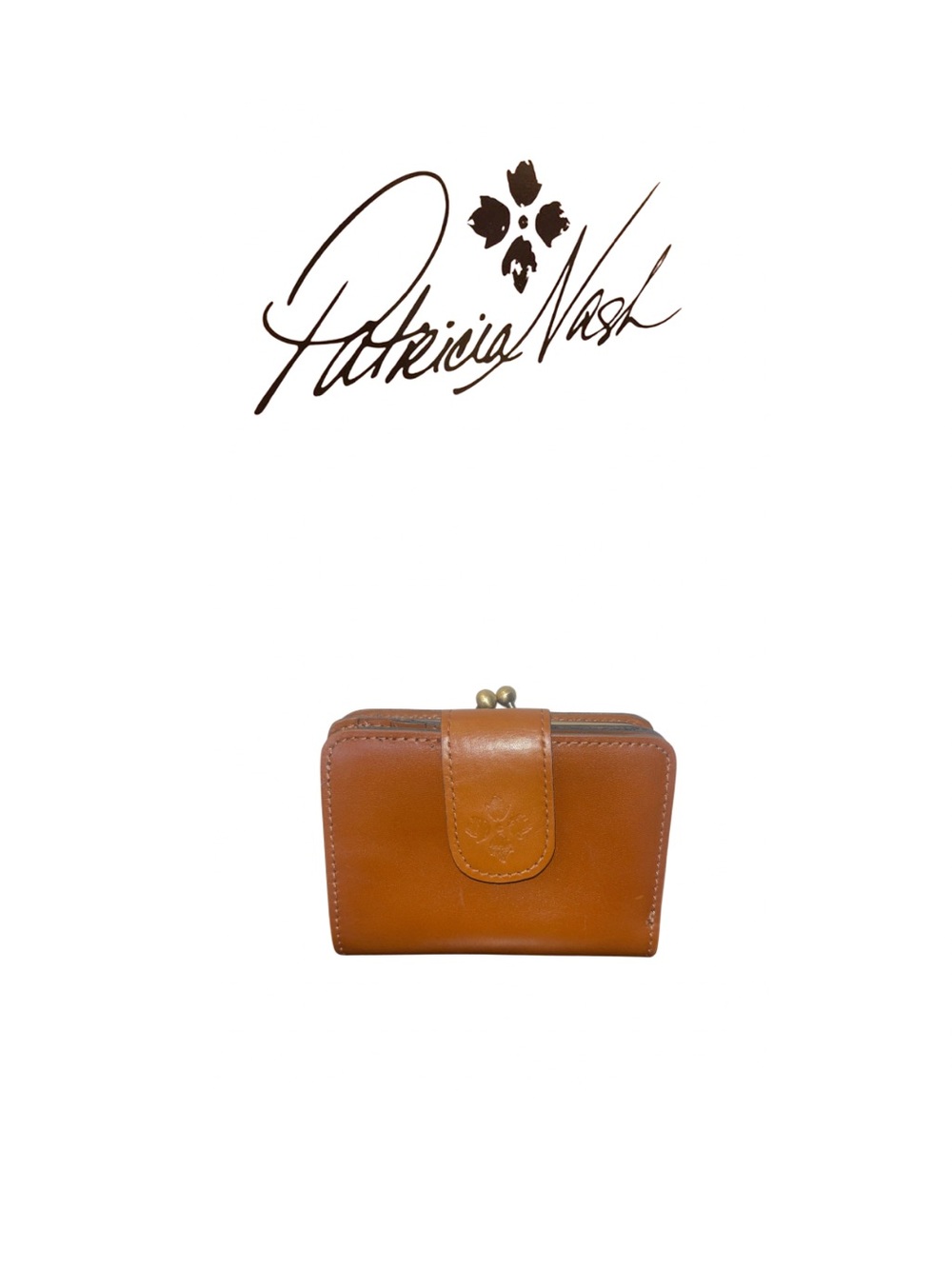 Patricia Nash Cognac Leather Kiss-Lock Wallet